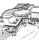 sketch of theatre entrance, restaurant & studios